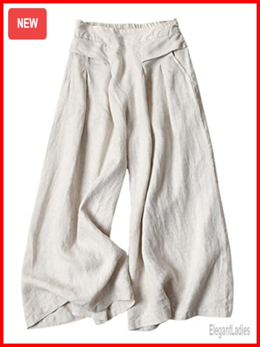 Womens Linen Cropped Wide Leg Palazzo Pants High Waisted Culottes
